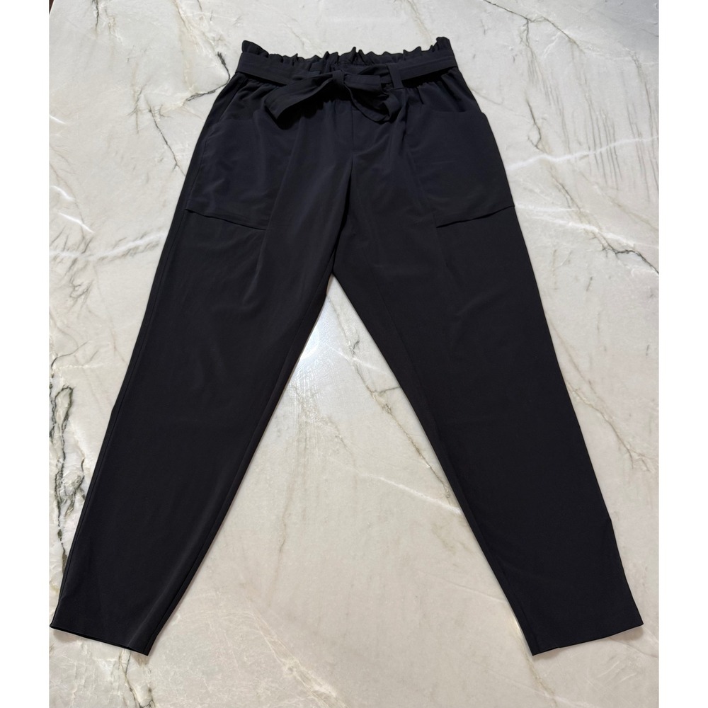 Athleta Black Paperbag Waist Tie Belt Skyline Ankle Pants Women's 8 High Rise